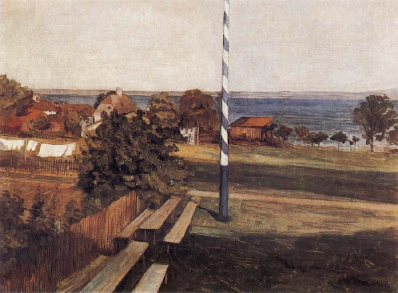 Wilhelm Trubner Landscape with Flagpole